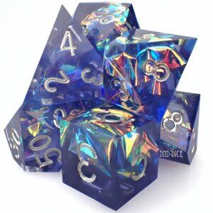 DND Dice Set - Alternate Reality - 7 RETIRED Resin Handmade‎ Dice - RPG Gaming